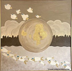 ’’WORLD’ 100*100 akryl/pasta/ canvas